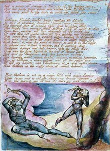رؤى بنات ألبيون: "وقصر الخلود ..." ، اللوحة 8 ، التي صممت عام 1793 ، اكتملت حوالي عام 1815 (نقش بارز بالقلم والألوان المائية على الورق) بواسطة وليام بليك