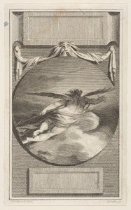 الرقم المجنح تحلق عبر الغيوم ، كاليفورنيا. 1780-87. بواسطة وليام بليك