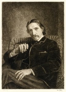 روبرت لويس ستيفنسون (1850-1894) مؤلف بريطاني اشتهر بكتابه الأكثر مبيعًا جزيرة الكنز ، المختطف والقضية الغريبة للدكتور جيكل والسيد هايد. رسم ويليام براسي هول (1 بواسطة ويليام براسي هول