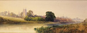 أمسية صيف على نهر أفون في إيفشام ، حوالي 1870-1880 (قلم رصاص وألوان مائية) بواسطة وليام كالو