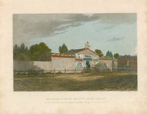 المنظر الخارجي لمدرج Astley ، كما ظهر عام 1777