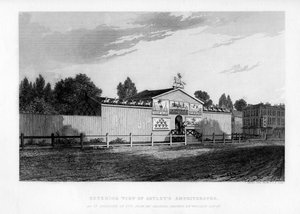 المنظر الخارجي لمدرج Astleys في لندن كما ظهر عام 1777 ، 1840