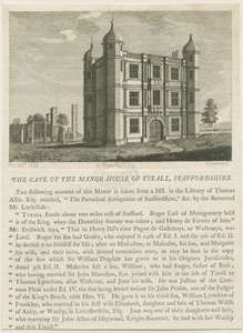 Tixall Hall - Gatehouse: engraving، nd [c 1813] (طباعة) بواسطة وليام كارتر