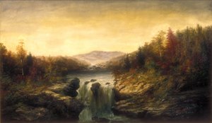 منظر طبيعي مع شلال ، 1860-1870 (زيت على قماش)