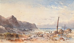 يوم منسم مع الصيادين على الشاطئ 1874 بواسطة وليام كوك من بليموث
