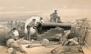 يوم هادئ في البطارية الماسية ، صورة لانكستر 68 باوندر ، 15 ديسمبر 1854 بواسطة وليام كريميا سيمبسون