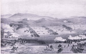 بالاكلافا ، 25 أكتوبر 1854: تهمة اللواء الخفيف ، صورة توضيحية من المعارك البريطانية في البر والبحر ، 1915 بواسطة وليام كريميا سيمبسون