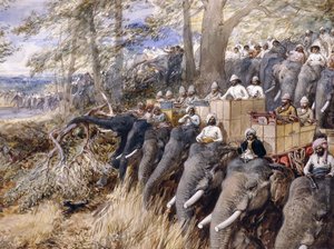 أمير ويلز في تيراي يضرب الغابة مع السير جونغ بهادور رنا ، 1876 بواسطة وليام كريميا سيمبسون