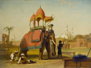 فيل Caparisoned - مشهد بالقرب من دلهي (مشهد في جزر الهند الشرقية) ، 1832