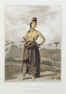 A Javan in Court Dress ، pl. 6 من المجلد الأول من "تاريخ جافا" بقلم توماس ستامفورد بينجلي رافلز (1781-1826). 1817 (ألوان مائية) بواسطة وليام دانييل