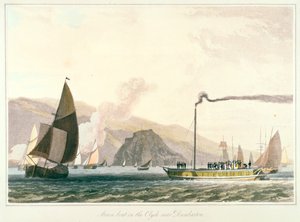 القارب البخاري على كلايد بالقرب من دمبارتون ، c1814 بواسطة وليام دانييل