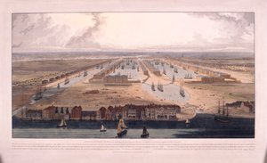أحواض غرب الهند ، بوبلار ، لندن ، 1802 بواسطة وليام دانييل