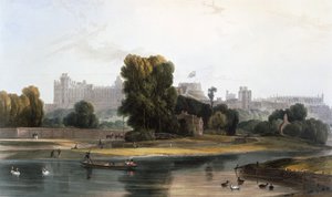 قلعة وندسور من نهر التايمز في إيتون ، c1827-30. بواسطة وليام دانييل