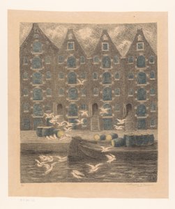 مستودعات على Brouwersgracht في أمستردام بواسطة وليام ديجوف دي نونكيس (توقيع الفنان)