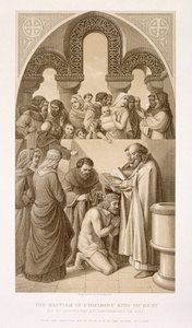 معمودية الملك إيثيلبرت (c.552-616) من كينت بواسطة القديس أوغسطينوس في كانتربري في عام 597 ، من "الرسوم التوضيحية الإنجليزية والتاريخ الاسكتلندي" المجلد الأول بواسطة وليام دايس