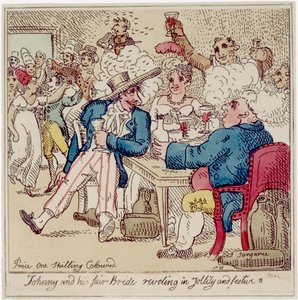جوني وروايته معرض العروس في Jollity and Festive ، من "The Adventures of Johnny Newcome" ، تم نشره عام 1812 (حفر مع مرحاض)