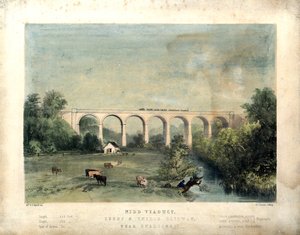جسر نيد ، سكة حديد ليدز وتيرسك ، بالقرب من كناريسبرو ، حوالي عام 1850 (حجر ملون على الورق) بواسطة وليام فريدريك فافييل