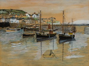ميناء Mousehole (مرحاض وغواش على ورق) بواسطة وليام جورج