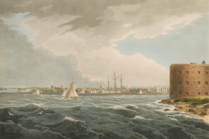 نيويورك من جزيرة غفرنرز ، رقم 20 من محفظة نهر هدسون ، محفورة بجي هيل ، 1821-25 بواسطة وليام غي وول