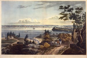 نيويورك من Weehawk [Weehawken] ، منقوش بواسطة John Hill ، غير مؤرخ (aquatint) بواسطة وليام غي وول