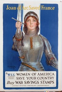 `` جان دارك أنقذت فرنسا &39;&39; ، ملصق طوابع مدخرات الحرب الأمريكية ، 1918