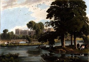 منظر لقلعة وندسور من ملاعب كلية إيتون ، نقش بواسطة روبرت هافيل (1769-1832) 1814 (نقش ملون) بواسطة وليام هافل