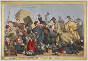 `` صفعة في تشارليز أو توم أند جيري لارك ، بالفيديو New Poliece Bill &39;، 1829 (النقش الملون يدويًا) بواسطة وليام هيث