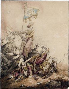 "Porte etendard mamelouk au fight" (حامل لواء المماليك في القتال) Aquarelle de William Heath (1795-1840) - 1818 Dim 33،5x25،9 cm Private Collection بواسطة وليام هيث
