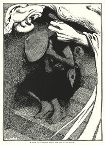 A genie of frightful aspect rose out of the earth (engraving) بواسطة وليام هيث روبنسون