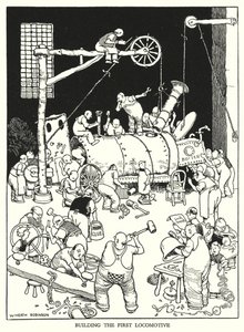 رسم توضيحي للسكك الحديدية Ribaldry بواسطة W Heath Robinson (litho) بواسطة وليام هيث روبنسون