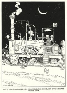 رسم توضيحي للسكك الحديدية Ribaldry بواسطة W Heath Robinson (litho) بواسطة وليام هيث روبنسون