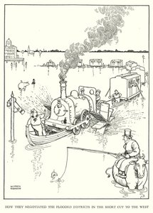 رسم توضيحي للسكك الحديدية Ribaldry بواسطة W Heath Robinson (litho) بواسطة وليام هيث روبنسون