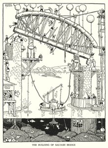 رسم توضيحي للسكك الحديدية Ribaldry بواسطة W Heath Robinson (litho) بواسطة وليام هيث روبنسون