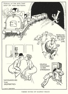 رسم توضيحي للسكك الحديدية Ribaldry بواسطة W Heath Robinson (litho) بواسطة وليام هيث روبنسون