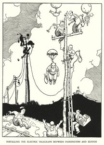 رسم توضيحي للسكك الحديدية Ribaldry بواسطة W Heath Robinson (litho) بواسطة وليام هيث روبنسون