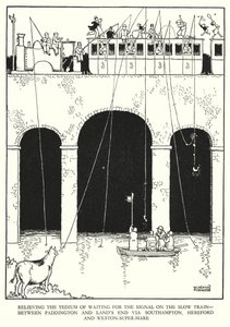 رسم توضيحي للسكك الحديدية Ribaldry بواسطة W Heath Robinson (litho) بواسطة وليام هيث روبنسون