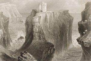 قلعة Dunseverick ، مقاطعة أنتريم ، أيرلندا الشمالية ، من "مشهد وآثار أيرلندا" بقلم جورج فيرت ، 1860
