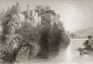 Lismore Castle، Lismore، County Waterford، Ireland، from "Scenery and Antiquities of Ireland" بقلم جورج فيرتو ، ستينيات القرن التاسع عشر بواسطة وليام هنري بارتليت