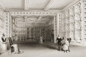 The Oak Room ، Malahide Castle ، مقاطعة دبلن ، أيرلندا ، من &39;Scenery and Antiquities of Ireland&39; بواسطة جورج Virtue ، 1860s بواسطة وليام هنري بارتليت