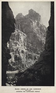 وديان كولورادو: Black Canon of the Gunnison ، منظر جانبي ، تُظهر إبرة Currecanti (صورة أبيض وأسود) بواسطة وليام هنري جاكسون