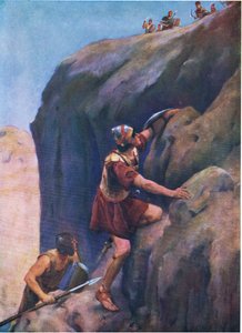 جوناثان وحامل سلاحه ، من كتاب مصور الكتاب المقدس الذي نشره توماس نيلسون ، حوالي 1950 بواسطة وليام هنري مارجيسون