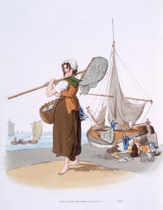 أنثى الجمبري ، من "زي بريطانيا العظمى" ، نشره ويليام ميللر ، 1805 بواسطة وليام هنري باين