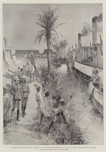 التقدم نحو دنقلا ، وصول زوارق البنادق إلى كوشي من وادي حلفا ، عرض ترحيبي أصلي بواسطة وليام هيشام أوفرند