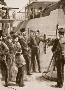 الأسطول الفرنسي في كرونشتات: زيارة القيصر ، 1891 ، رسم توضيحي من "تاريخ إنجلترا المصور لكاسل" (صورة بني داكن)