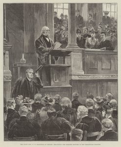 الشرف الصحيح WE Gladstone في أكسفورد ، يلقي محاضرة الرومان في مسرح Sheldonian بواسطة وليام هيشام أوفرند