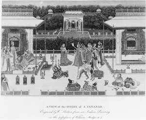 منظر من الداخل لزنانه ، محفور بواسطة ويليام سكيلتون (1763-1848) بواسطة وليام هودجز