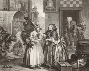 A Harlot؟ S Progress - The Way of a Whore، Sheet 1: الوصول إلى لندن. 1732 بواسطة وليام هوغارث