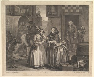 تقدم Harlots ، اللوحة 1 ، أبريل 1732. بواسطة وليام هوغارث