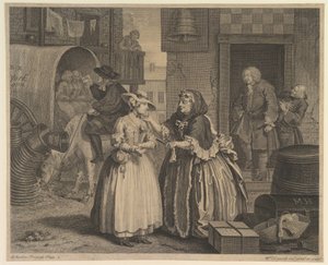 تقدم Harlots ، اللوحة 1 ، قبل أبريل 1732. بواسطة وليام هوغارث