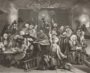 A Rake؟ S Progress ، اللوحة 6: The Rake at a Gaming House - Sheet 6: Tom Rakewell في وكر مقامرة. 1735 بواسطة وليام هوغارث